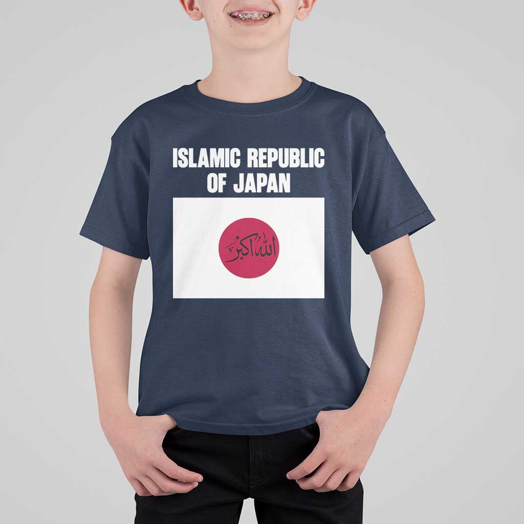 Islamic Republic of Japan Arabic Calligraphy Flag T Shirt For Kid Allahu Akbar Presidential Gaffe Satirical