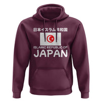 Retro Distressed Islamic Republic of Japan Flag with Kanji Hoodie Vintage Crescent Moon and Star Funny Alternate History