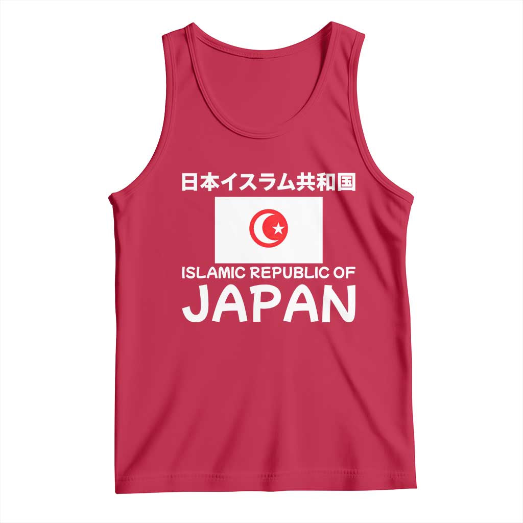 Retro Distressed Islamic Republic of Japan Flag with Kanji Tank Top Vintage Crescent Moon and Star Funny Alternate History