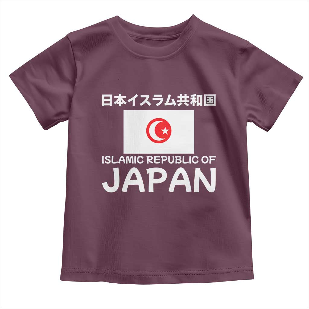 Retro Distressed Islamic Republic of Japan Flag with Kanji Toddler T Shirt Vintage Crescent Moon and Star Funny Alternate History