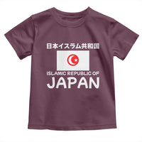 Retro Distressed Islamic Republic of Japan Flag with Kanji Toddler T Shirt Vintage Crescent Moon and Star Funny Alternate History