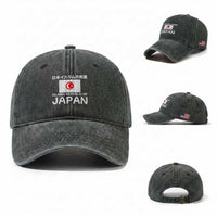 Retro Distressed Islamic Republic of Japan Flag with Kanji Washed Cotton Baseball Cap Vintage Crescent Moon and Star Funny Alternate History