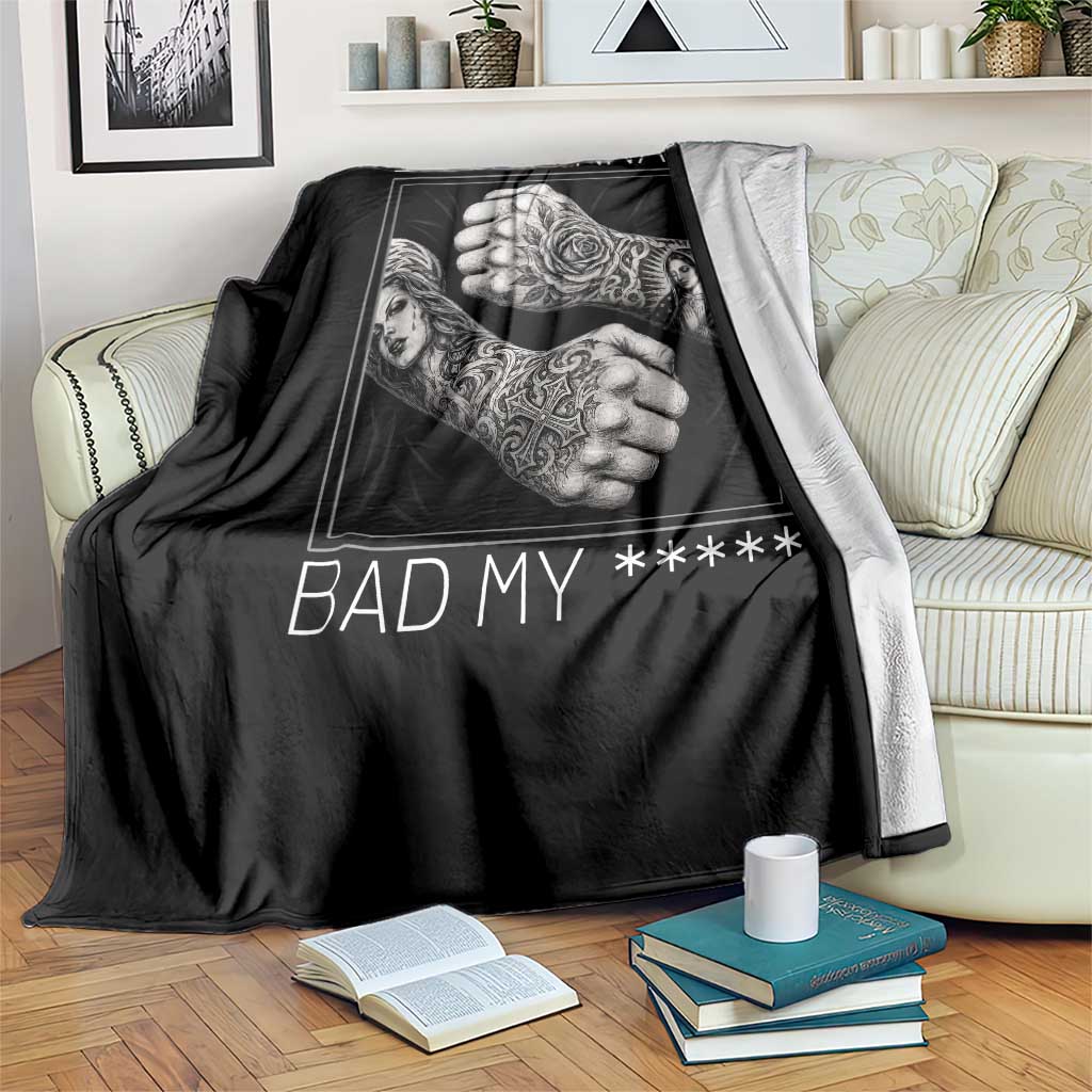 Its Gonna Be Bad Slang Quote Throw Blanket Distressed Fighting Fists West Coast Tattoo Graphic