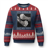 Its Gonna Be Bad Slang Quote Ugly Christmas Sweater Distressed Fighting Fists West Coast Tattoo Graphic