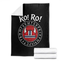 Ro Ro Ro Viking Chant Norway Football Fans Throw Blanket Norwegian Pride Distressed Norse Runes Shield Patriotic Supporter