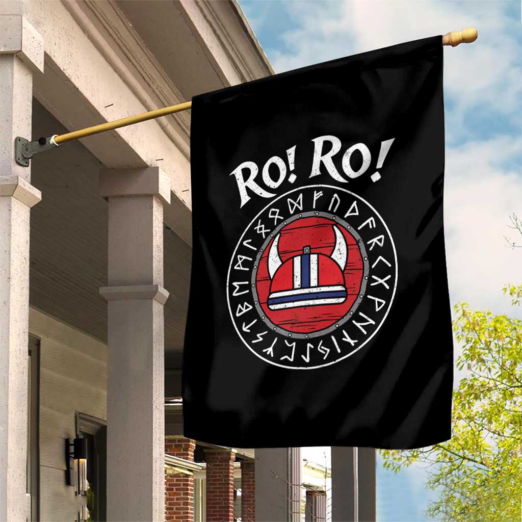 Ro Ro Ro Viking Chant Norway Football Fans Garden Flag Norwegian Pride Distressed Norse Runes Shield Patriotic Supporter