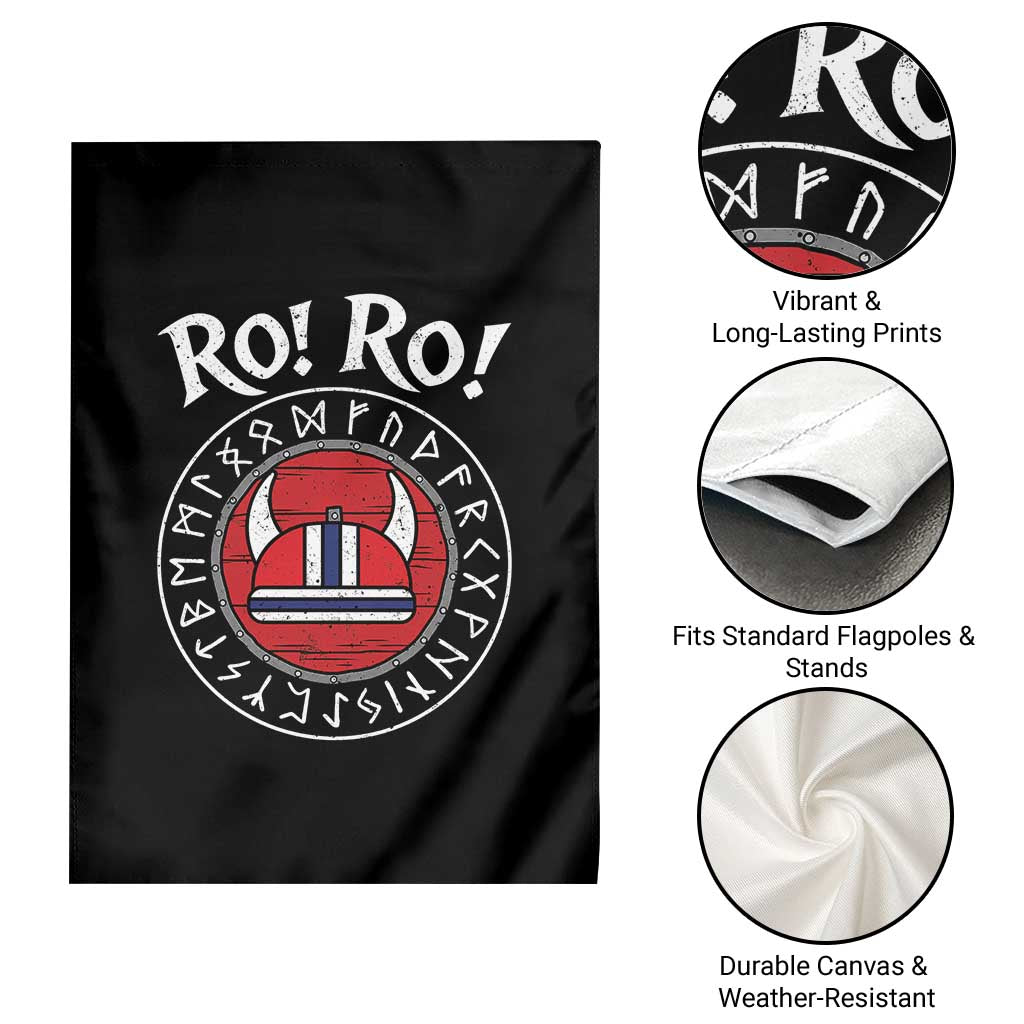 Ro Ro Ro Viking Chant Norway Football Fans Garden Flag Norwegian Pride Distressed Norse Runes Shield Patriotic Supporter
