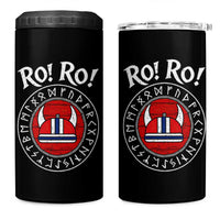 Ro Ro Ro Viking Chant Norway Football Fans 4 in 1 Can Cooler Tumbler Norwegian Pride Distressed Norse Runes Shield Patriotic Supporter