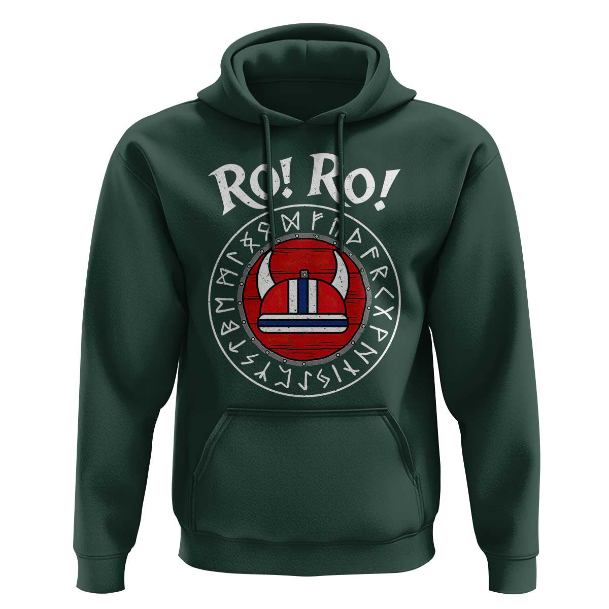 Ro Ro Ro Viking Chant Norway Football Fans Hoodie Norwegian Pride Distressed Norse Runes Shield Patriotic Supporter