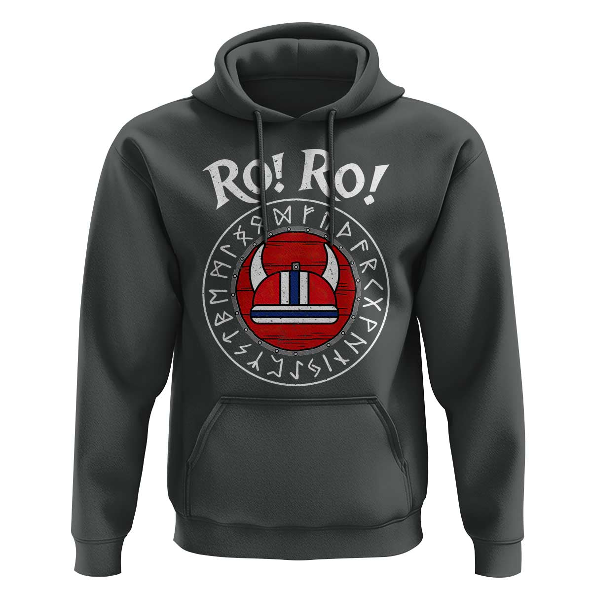 Ro Ro Ro Viking Chant Norway Football Fans Hoodie Norwegian Pride Distressed Norse Runes Shield Patriotic Supporter