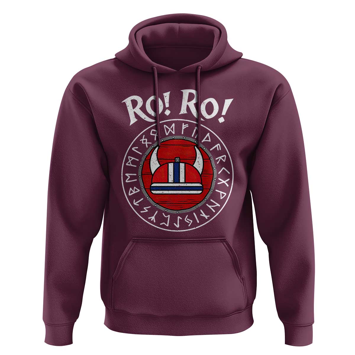 Ro Ro Ro Viking Chant Norway Football Fans Hoodie Norwegian Pride Distressed Norse Runes Shield Patriotic Supporter