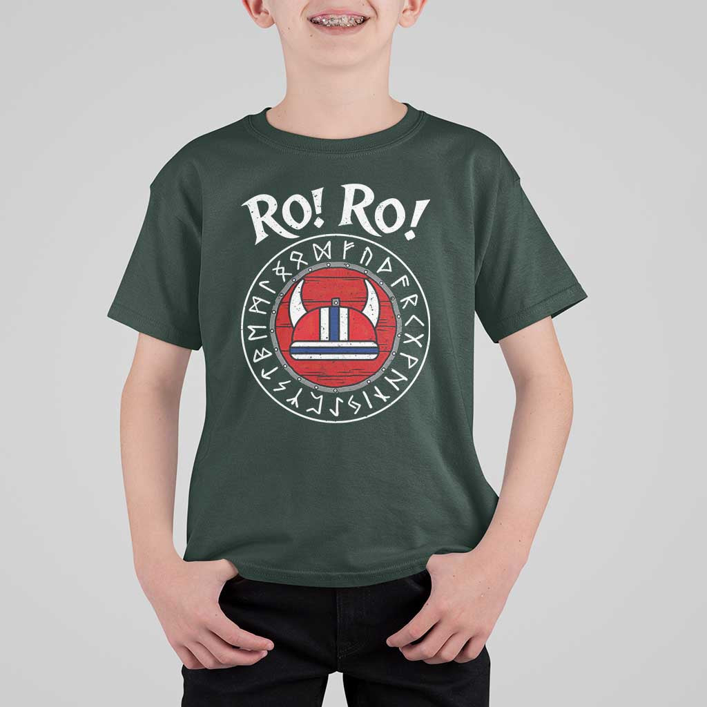 Ro Ro Ro Viking Chant Norway Football Fans T Shirt For Kid Norwegian Pride Distressed Norse Runes Shield Patriotic Supporter