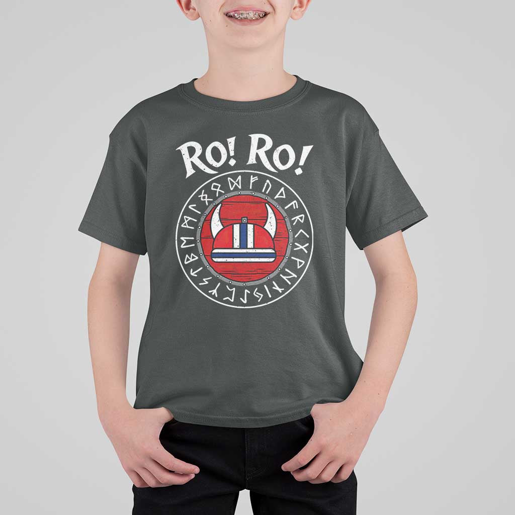 Ro Ro Ro Viking Chant Norway Football Fans T Shirt For Kid Norwegian Pride Distressed Norse Runes Shield Patriotic Supporter