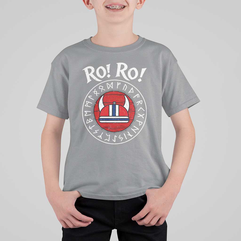Ro Ro Ro Viking Chant Norway Football Fans T Shirt For Kid Norwegian Pride Distressed Norse Runes Shield Patriotic Supporter