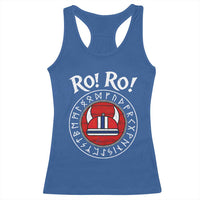 Ro Ro Ro Viking Chant Norway Football Fans Racerback Tank Top Norwegian Pride Distressed Norse Runes Shield Patriotic Supporter