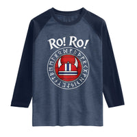 Ro Ro Ro Viking Chant Norway Football Fans Raglan Shirt Norwegian Pride Distressed Norse Runes Shield Patriotic Supporter