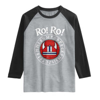 Ro Ro Ro Viking Chant Norway Football Fans Raglan Shirt Norwegian Pride Distressed Norse Runes Shield Patriotic Supporter
