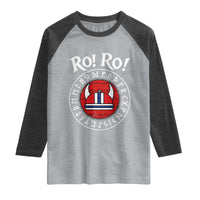 Ro Ro Ro Viking Chant Norway Football Fans Raglan Shirt Norwegian Pride Distressed Norse Runes Shield Patriotic Supporter