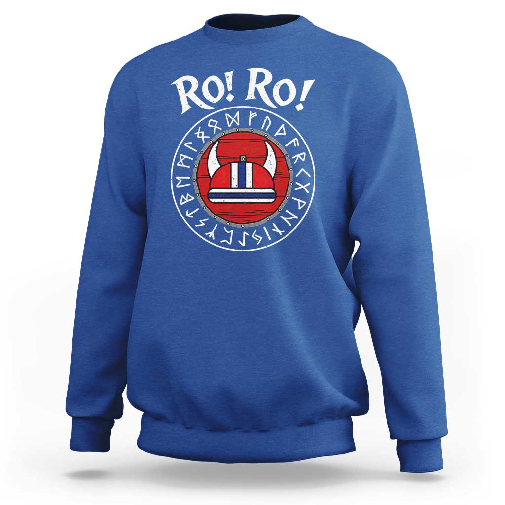 Ro Ro Ro Viking Chant Norway Football Fans Sweatshirt Norwegian Pride Distressed Norse Runes Shield Patriotic Supporter