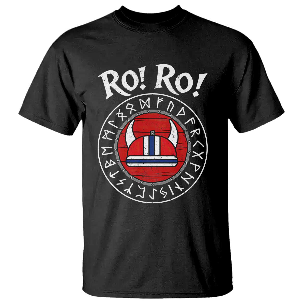 Ro Ro Ro Viking Chant Norway Football Fans T Shirt Norwegian Pride Distressed Norse Runes Shield Patriotic Supporter
