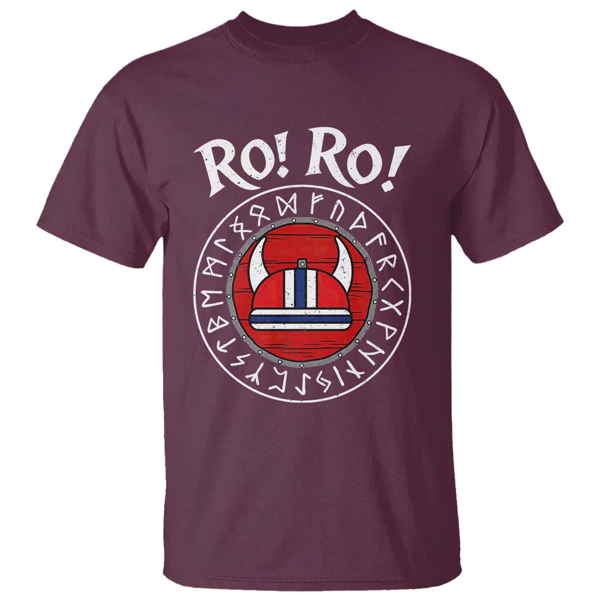 Ro Ro Ro Viking Chant Norway Football Fans T Shirt Norwegian Pride Distressed Norse Runes Shield Patriotic Supporter