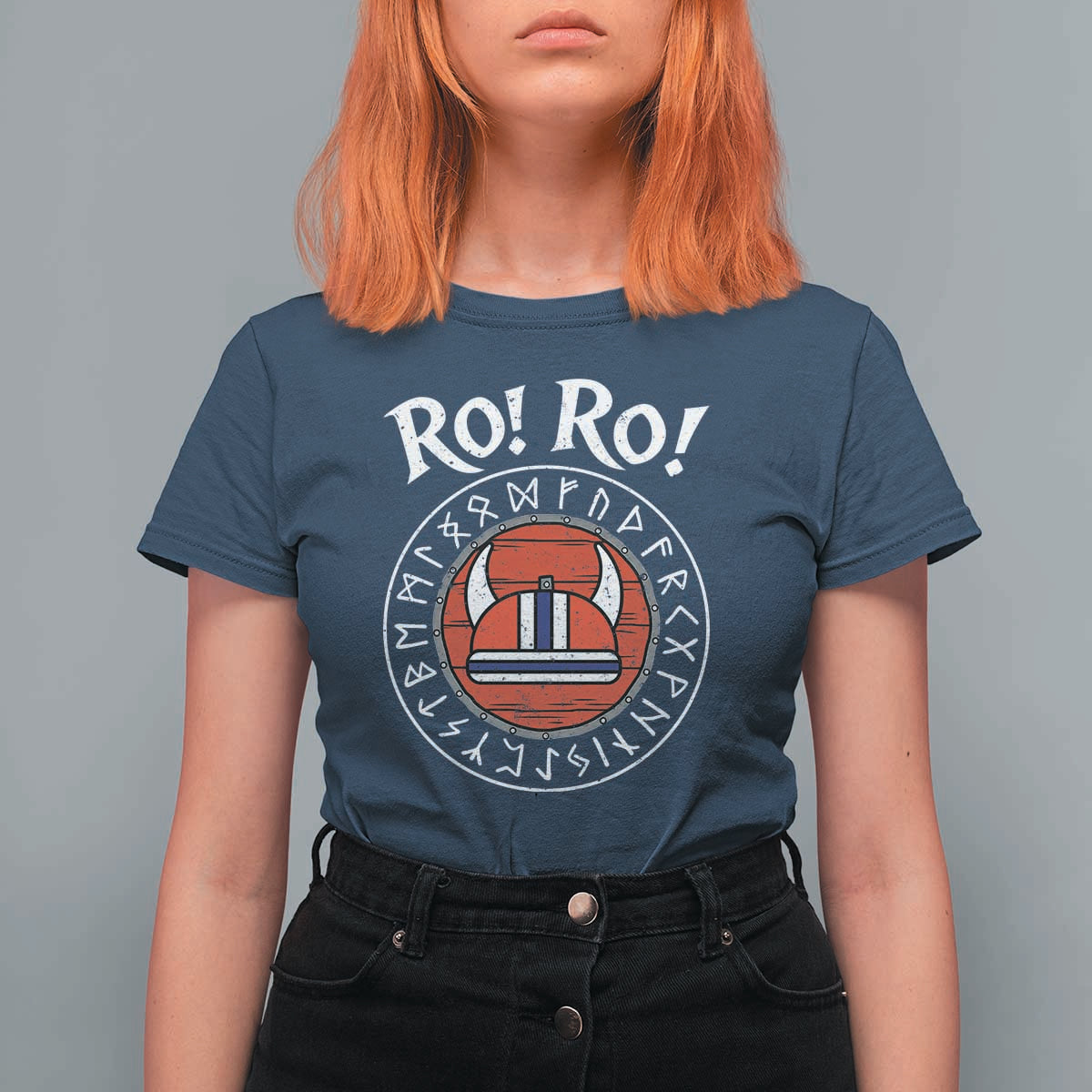 Ro Ro Ro Viking Chant Norway Football Fans T Shirt For Women Norwegian Pride Distressed Norse Runes Shield Patriotic Supporter