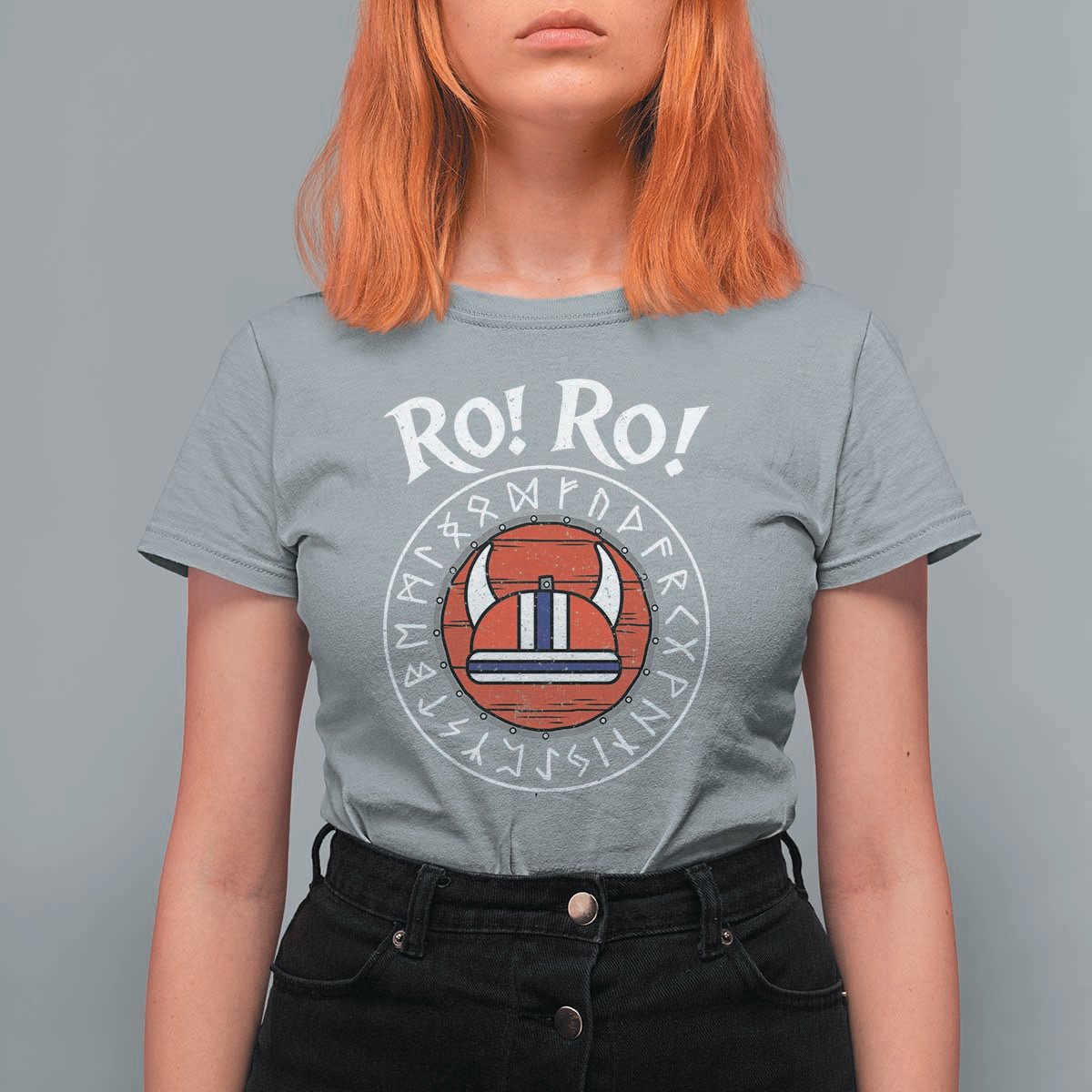 Ro Ro Ro Viking Chant Norway Football Fans T Shirt For Women Norwegian Pride Distressed Norse Runes Shield Patriotic Supporter