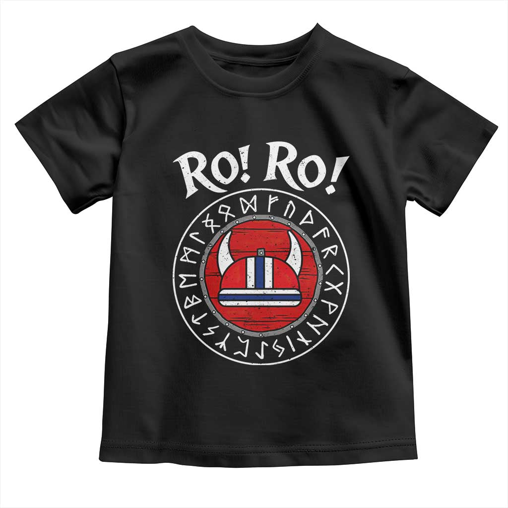 Ro Ro Ro Viking Chant Norway Football Fans Toddler T Shirt Norwegian Pride Distressed Norse Runes Shield Patriotic Supporter