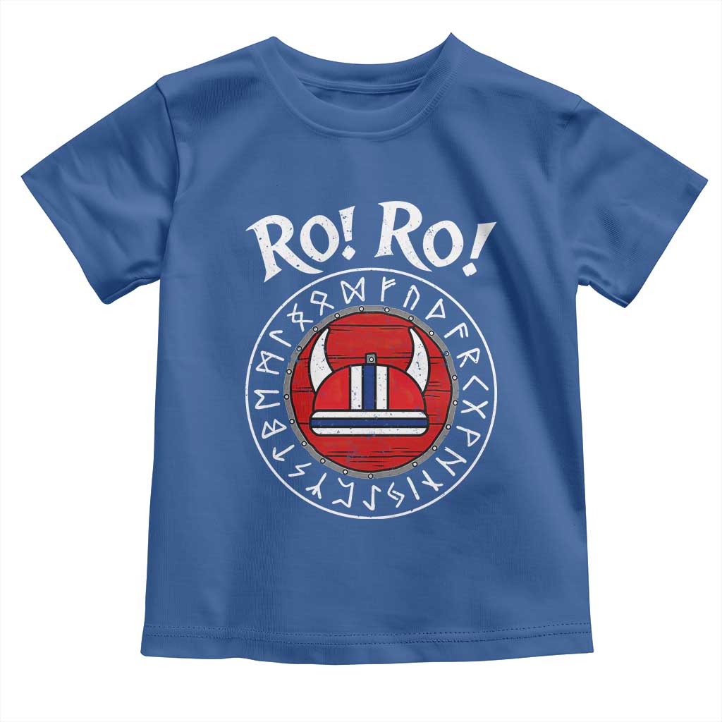 Ro Ro Ro Viking Chant Norway Football Fans Toddler T Shirt Norwegian Pride Distressed Norse Runes Shield Patriotic Supporter