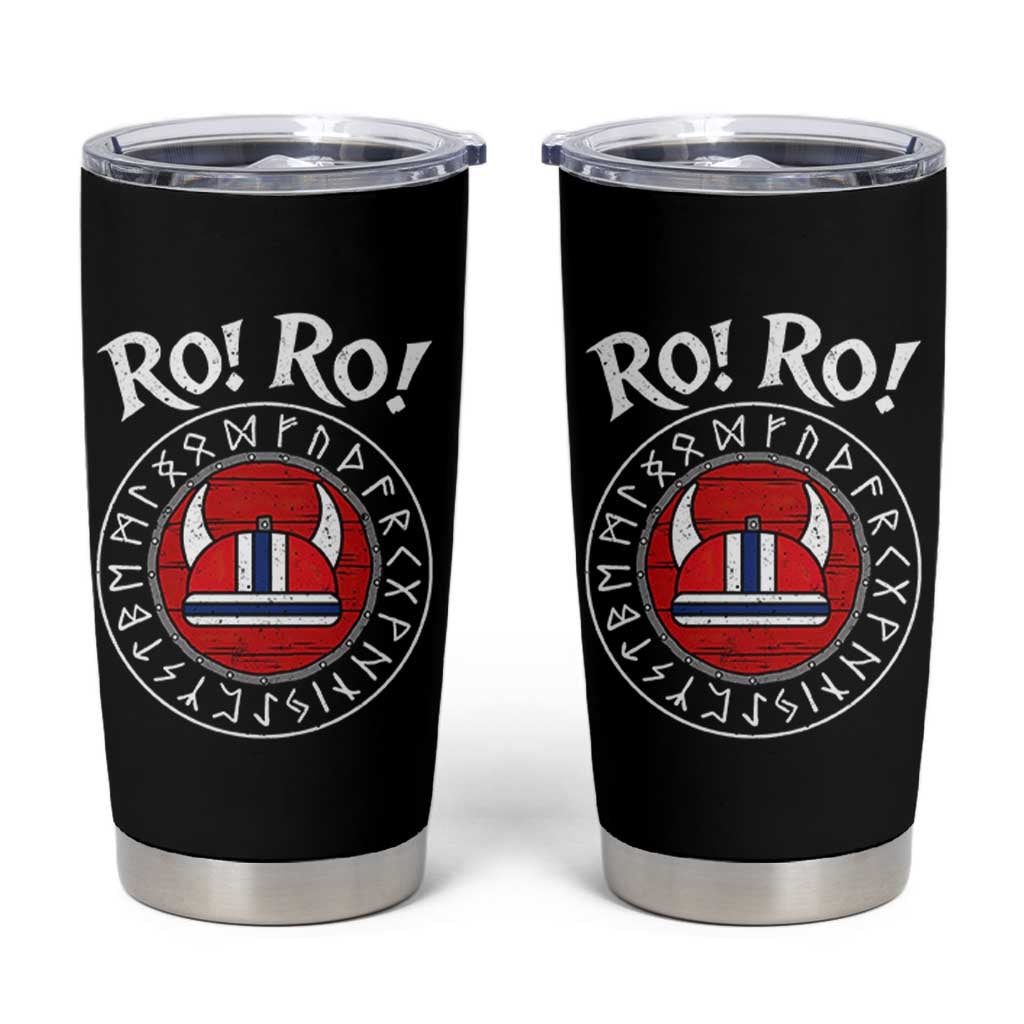 Ro Ro Ro Viking Chant Norway Football Fans Tumbler Cup Norwegian Pride Distressed Norse Runes Shield Patriotic Supporter
