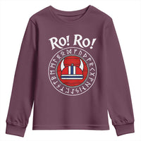 Ro Ro Ro Viking Chant Norway Football Fans Youth Sweatshirt Norwegian Pride Distressed Norse Runes Shield Patriotic Supporter