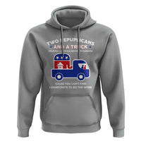 Two Republicans And A Truck Helping Liberals Move To Canada Hoodie Funny Elephant Red White and Blue Sarcastic Political