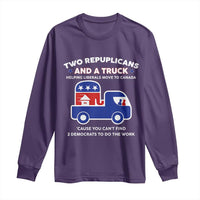Two Republicans And A Truck Helping Liberals Move To Canada Long Sleeve Shirt Funny Elephant Red White and Blue Sarcastic Political