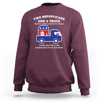 Two Republicans And A Truck Helping Liberals Move To Canada Sweatshirt Funny Elephant Red White and Blue Sarcastic Political
