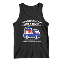 Two Republicans And A Truck Helping Liberals Move To Canada Tank Top Funny Elephant Red White and Blue Sarcastic Political