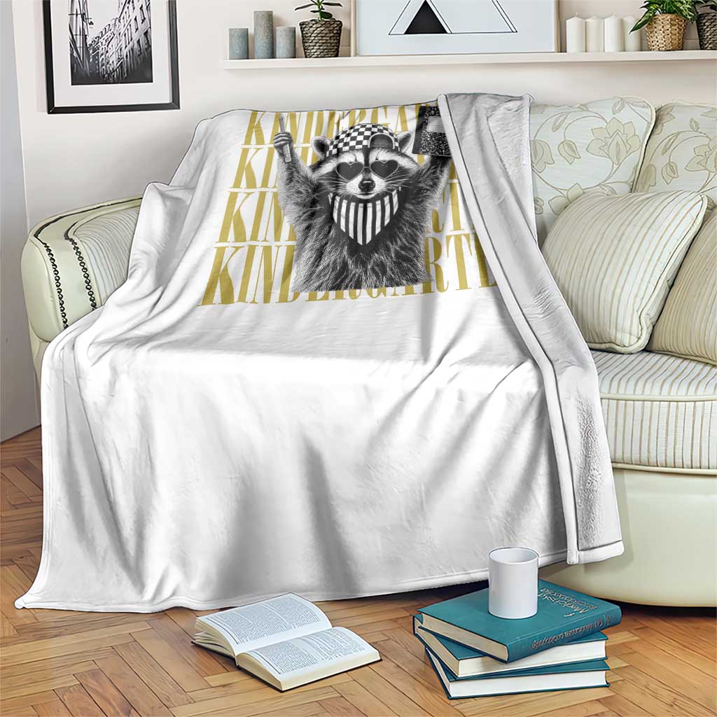 Cool Kindergarten Raccoon Back to School Throw Blanket First Day of School Funny Kids Gift