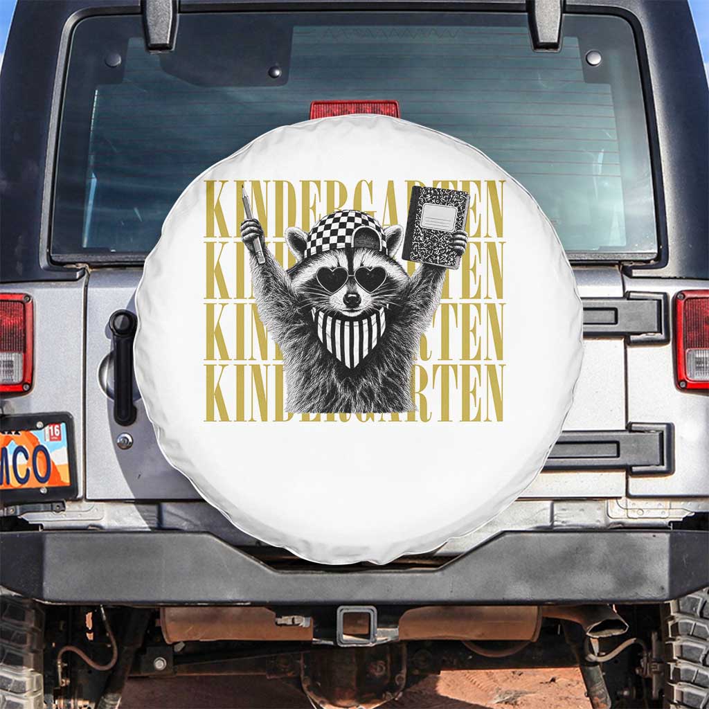 Cool Kindergarten Raccoon Back to School Spare Tire Cover First Day of School Funny Kids Gift