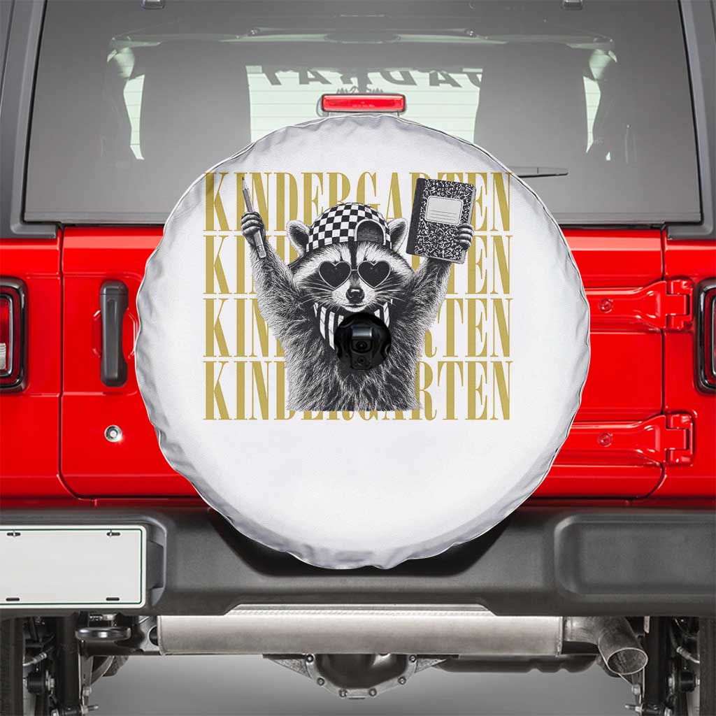 Cool Kindergarten Raccoon Back to School Spare Tire Cover First Day of School Funny Kids Gift