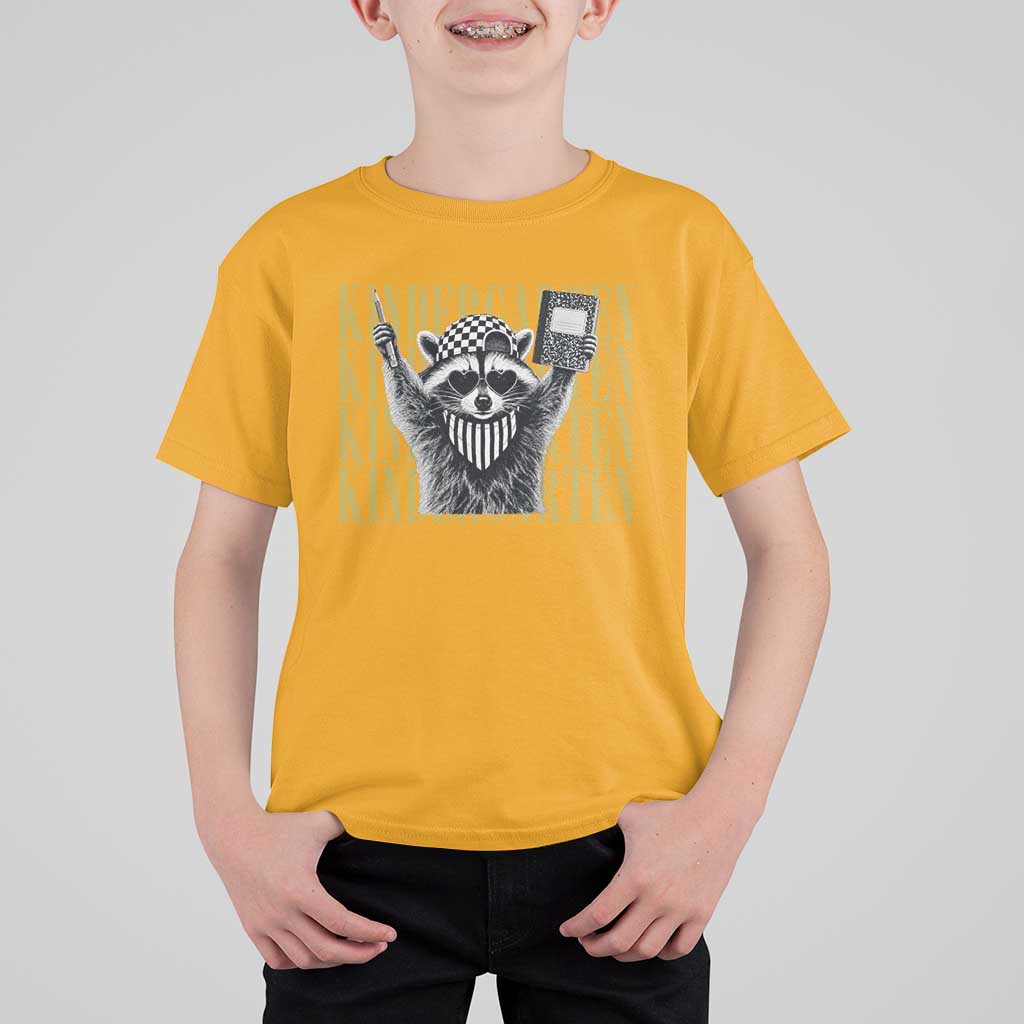 Cool Kindergarten Raccoon Back to School T Shirt For Kid First Day of School Funny Kids Gift