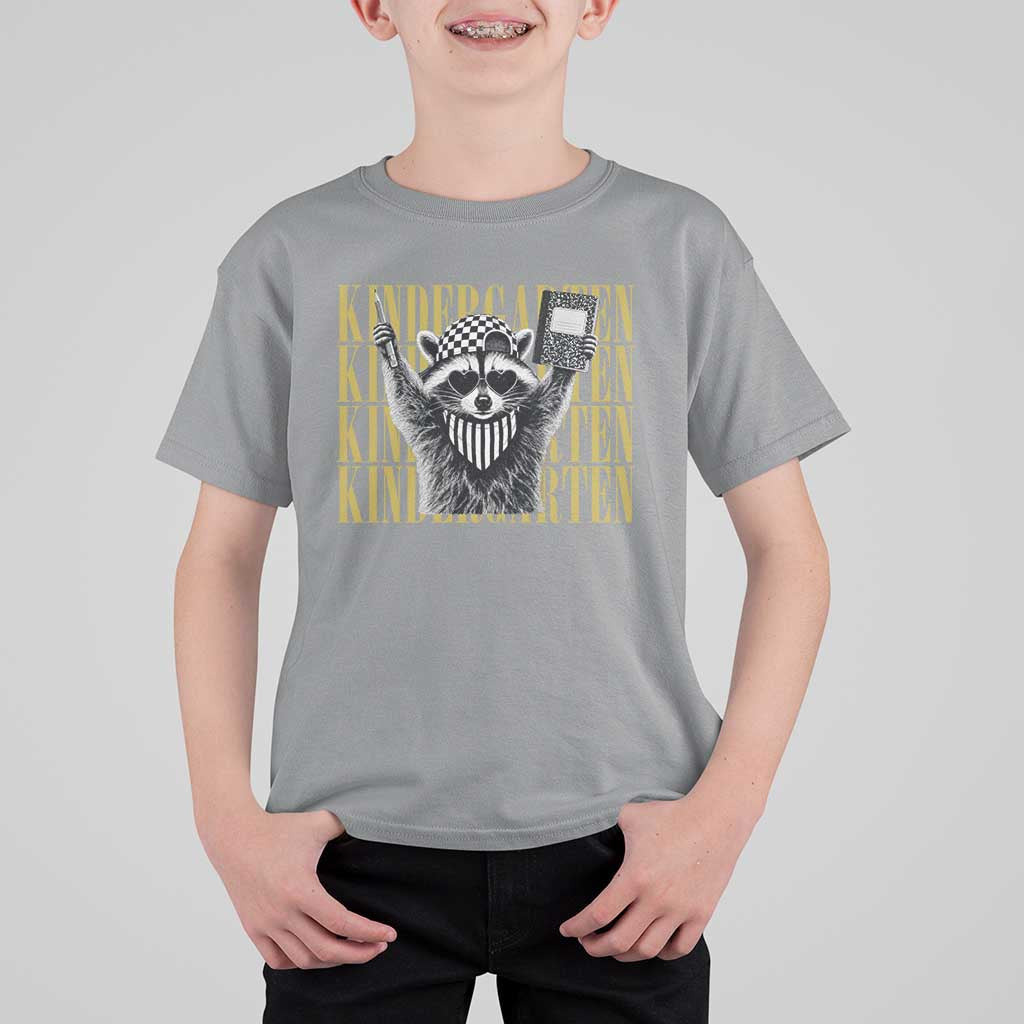 Cool Kindergarten Raccoon Back to School T Shirt For Kid First Day of School Funny Kids Gift