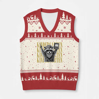 Cool Kindergarten Raccoon Back to School V-Neck Knit Sweater Vest First Day of School Funny Kids Gift