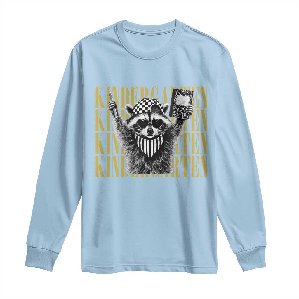 Cool Kindergarten Raccoon Back to School Long Sleeve Shirt First Day of School Funny Kids Gift