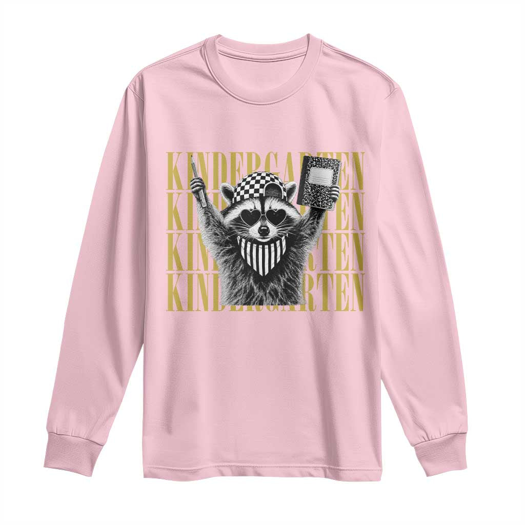 Cool Kindergarten Raccoon Back to School Long Sleeve Shirt First Day of School Funny Kids Gift