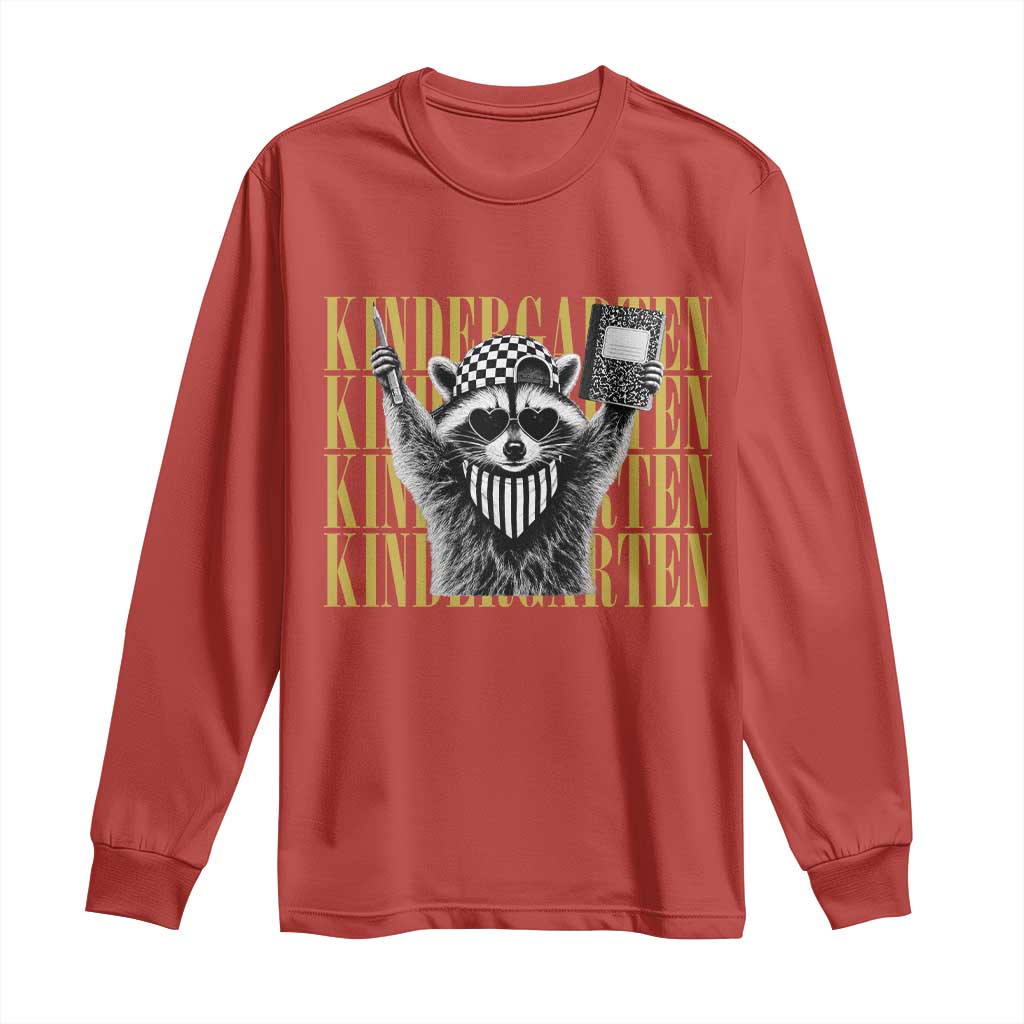Cool Kindergarten Raccoon Back to School Long Sleeve Shirt First Day of School Funny Kids Gift