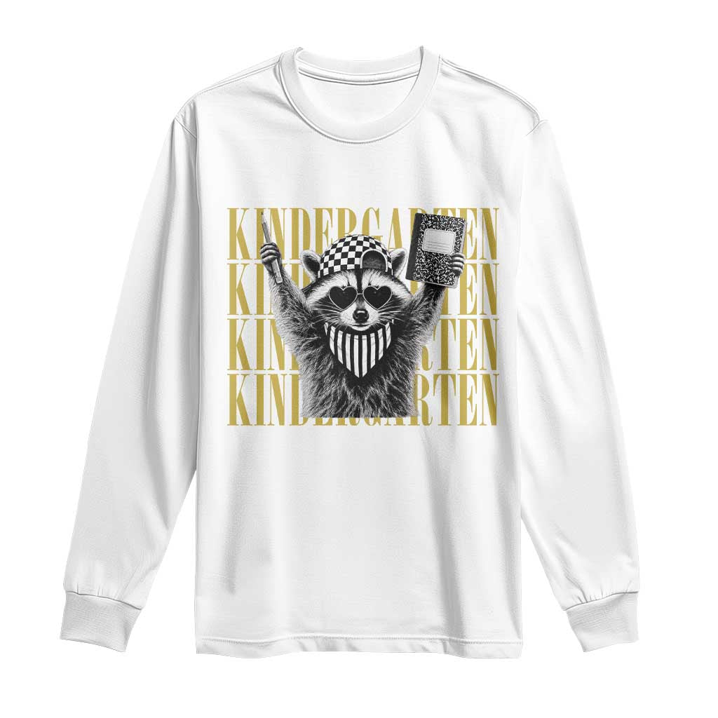 Cool Kindergarten Raccoon Back to School Long Sleeve Shirt First Day of School Funny Kids Gift
