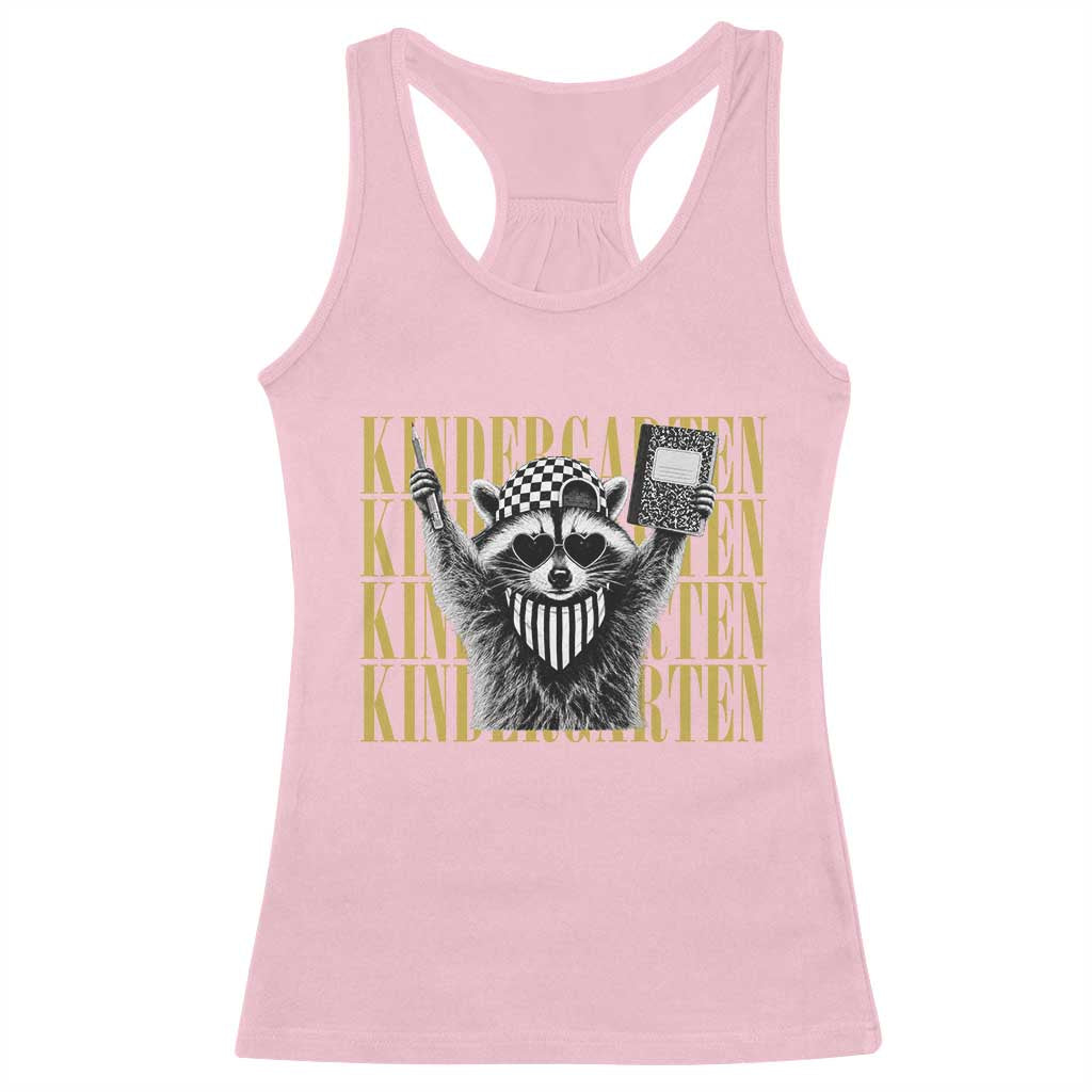 Cool Kindergarten Raccoon Back to School Racerback Tank Top First Day of School Funny Kids Gift