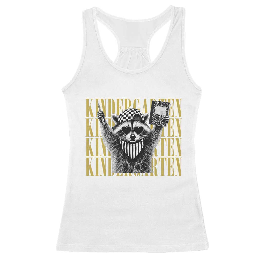Cool Kindergarten Raccoon Back to School Racerback Tank Top First Day of School Funny Kids Gift