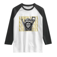 Cool Kindergarten Raccoon Back to School Raglan Shirt First Day of School Funny Kids Gift