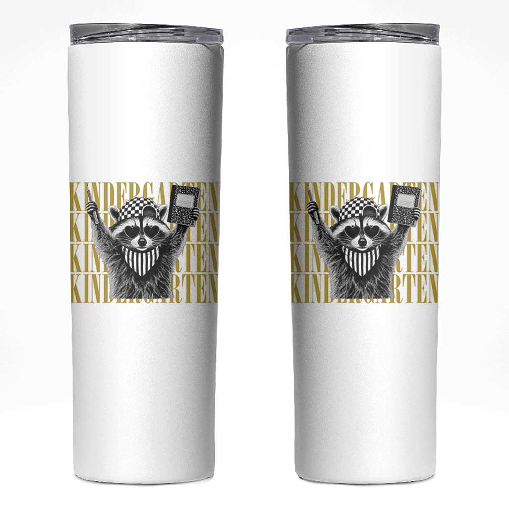Cool Kindergarten Raccoon Back to School Skinny Tumbler First Day of School Funny Kids Gift