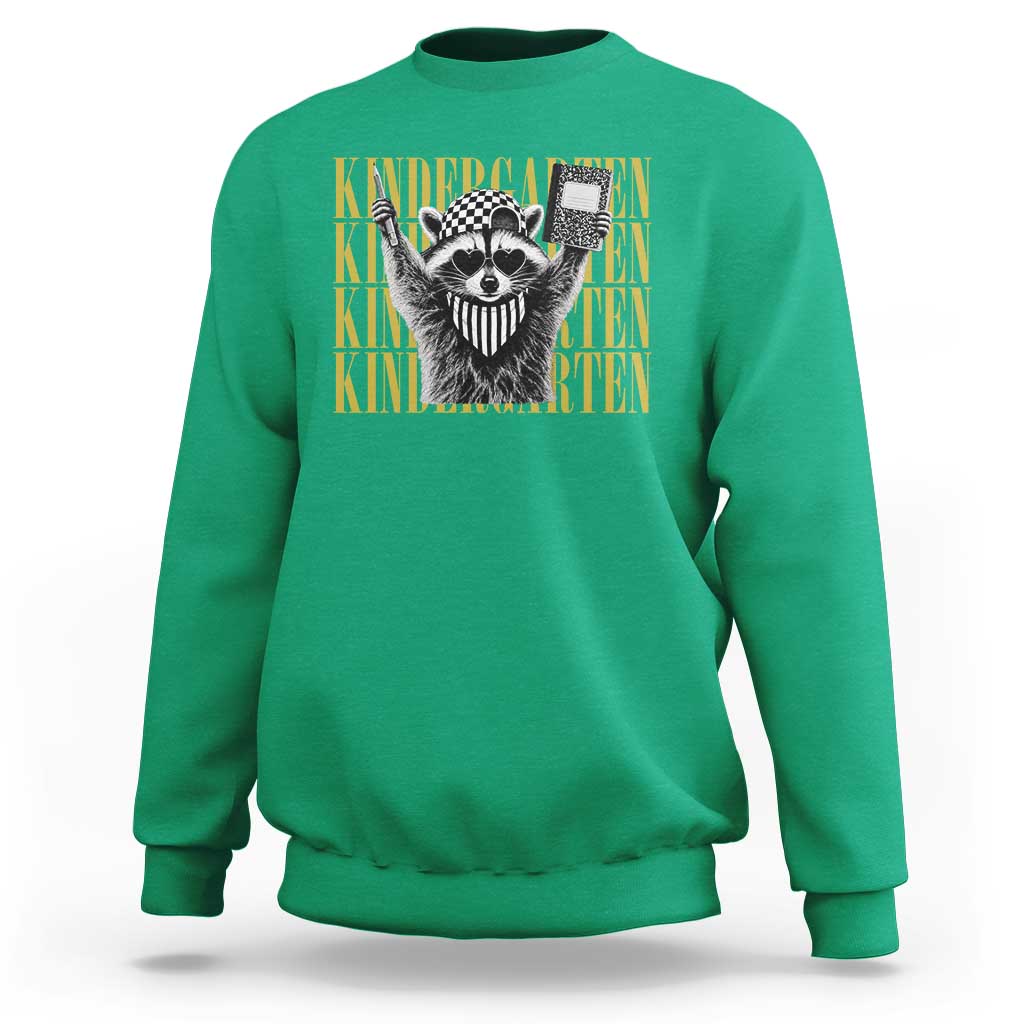 Cool Kindergarten Raccoon Back to School Sweatshirt First Day of School Funny Kids Gift
